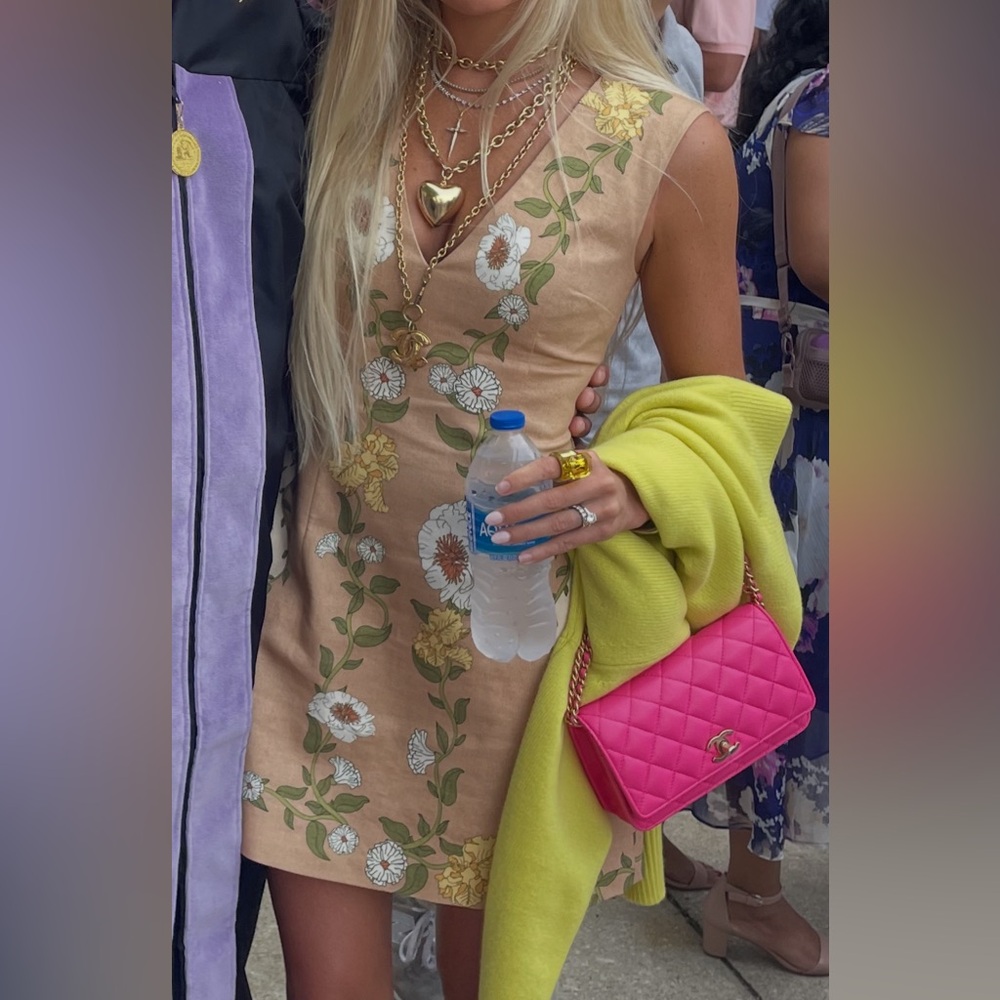 Chic Floral Embroidered Tan Mini Dress